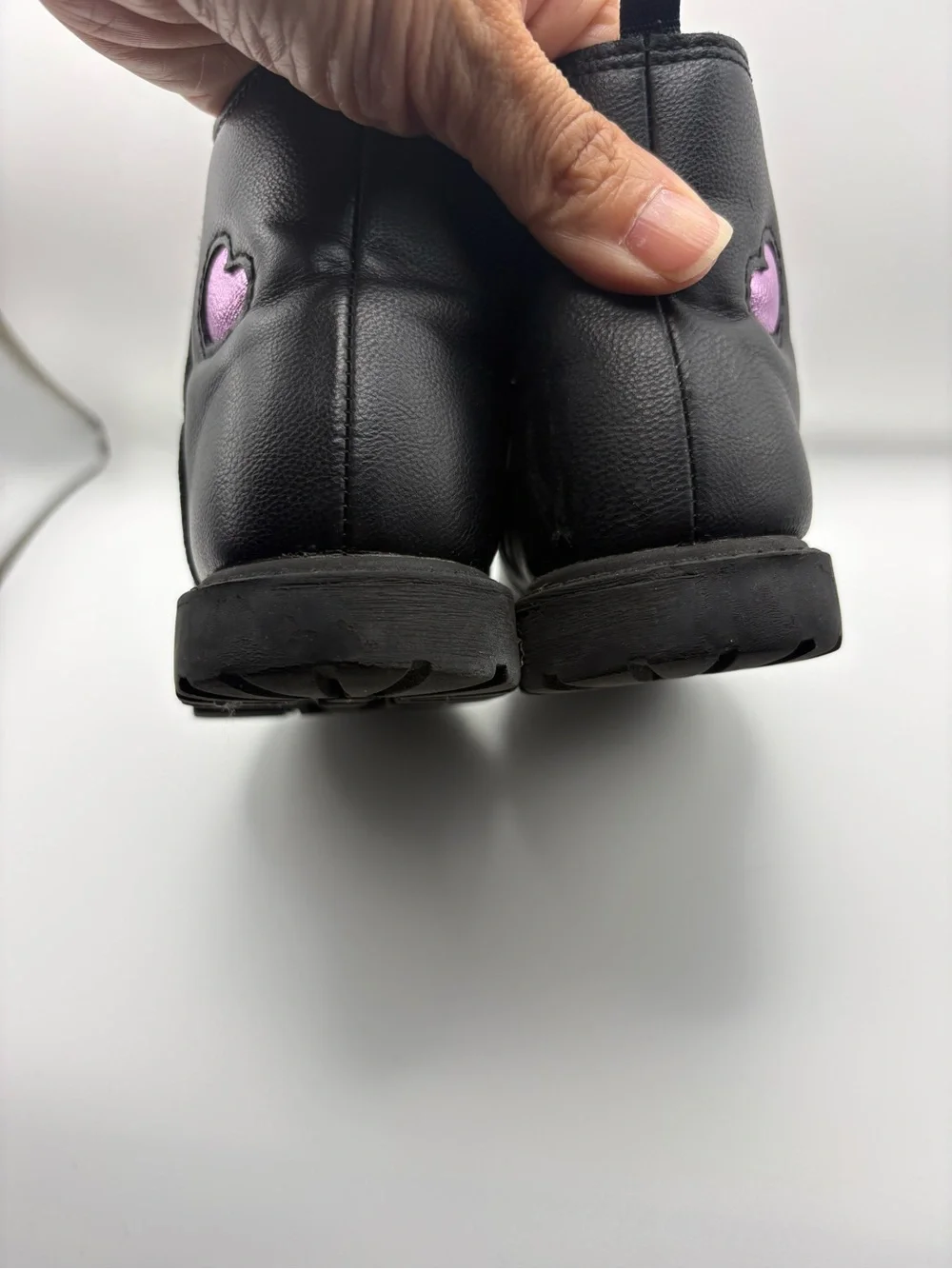 Carter's Black Ankle Boots with Pink, Silver & Blue Heart Accents
